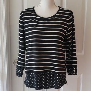 3/4 Sleeve Stripe Dot Knit Top (Wantable)